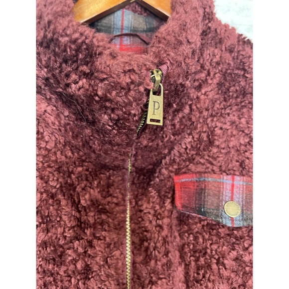 Pendleton Sherpa Fleece Jacket Womens XL Burgundy Maroon Full Zip Oversized Warm - Picture 7 of 14